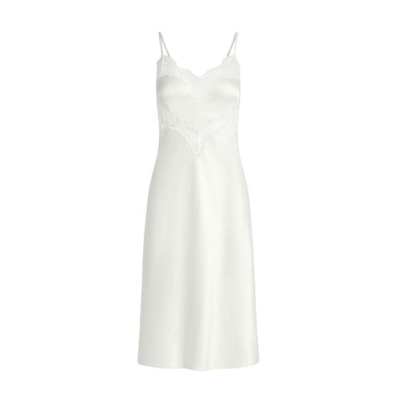 SKIMS Women’s Ivory Woven Shine LACE MIDI SLIP DRESS | NEW/NWT!! - Picture 6 of 12